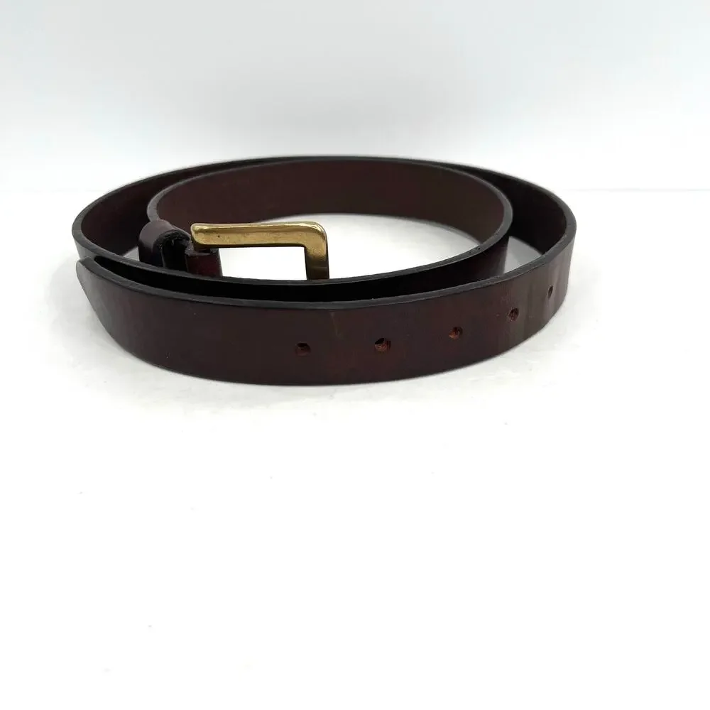 Polo Ralph Lauren men’s leather brown logo square brass buckle belt